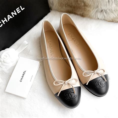 brown and black chanel flats|Chanel ballet flats beige.